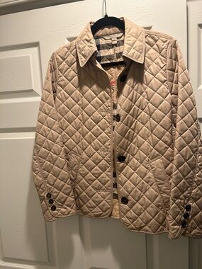 Burberry Quilted Beige Button-Front Jacket